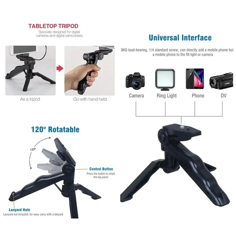 AY-49 Mobile Vlogging Kit – Mic, LED Light & Tripod