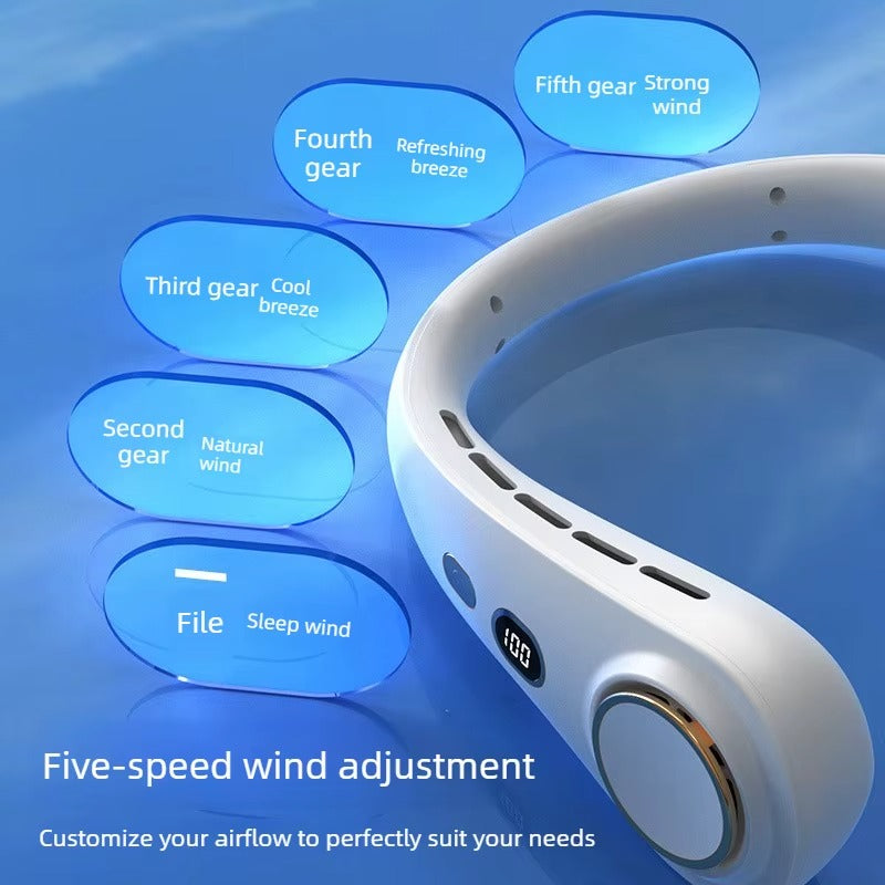 Portable Rechargeable Neck Fan – 3-Speed Hands-Free Cooling