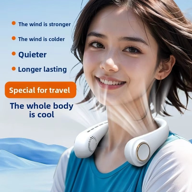 Portable Rechargeable Neck Fan – 3-Speed Hands-Free Cooling